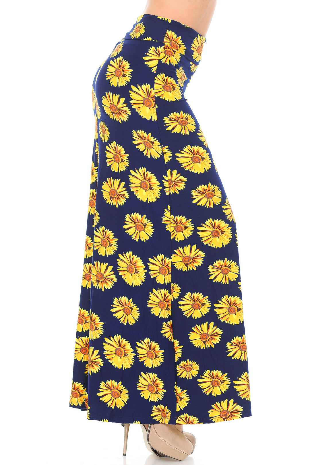 Wholesale Buttery Smooth Summer Daisy Plus Size Maxi Skirt