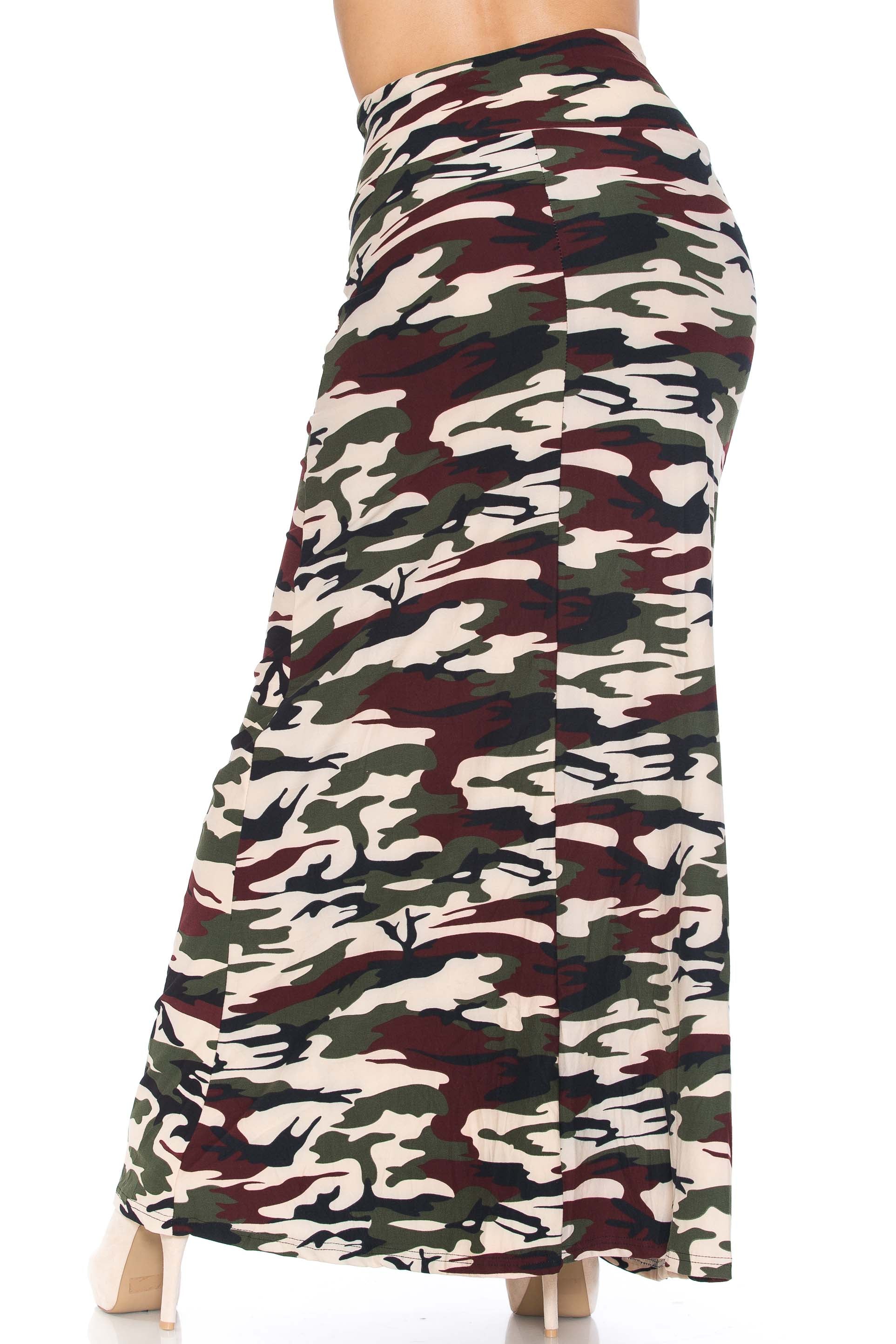 Wholesale Buttery Smooth Cozy Camouflage Plus Size Maxi Skirt