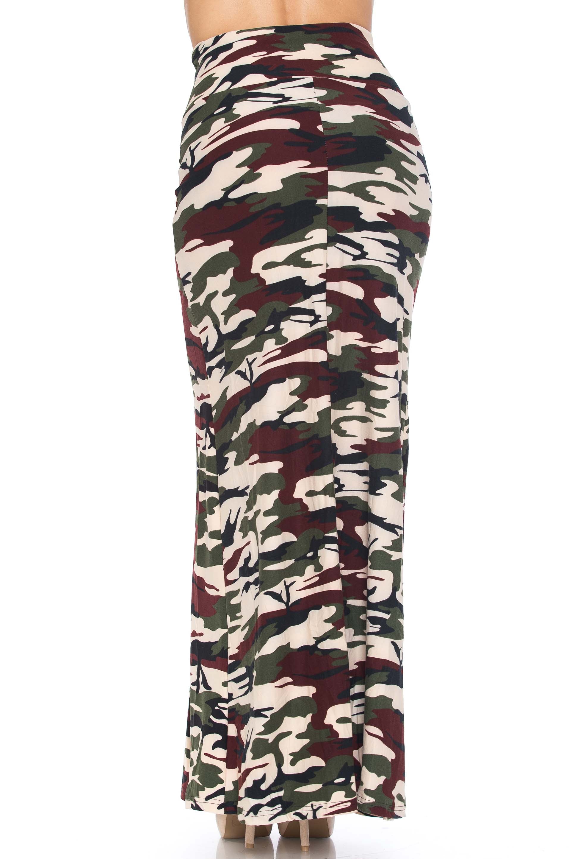 Wholesale Buttery Smooth Cozy Camouflage Plus Size Maxi Skirt