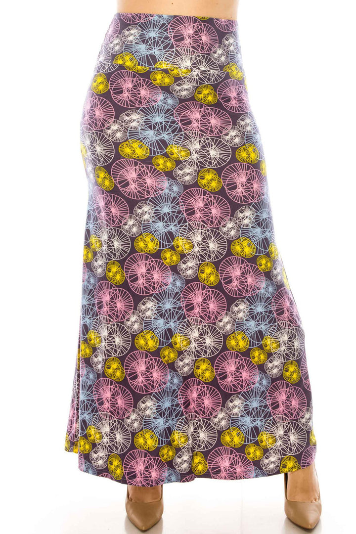 Wholesale Buttery Smooth Geometric Spindles Plus Size Maxi Skirt