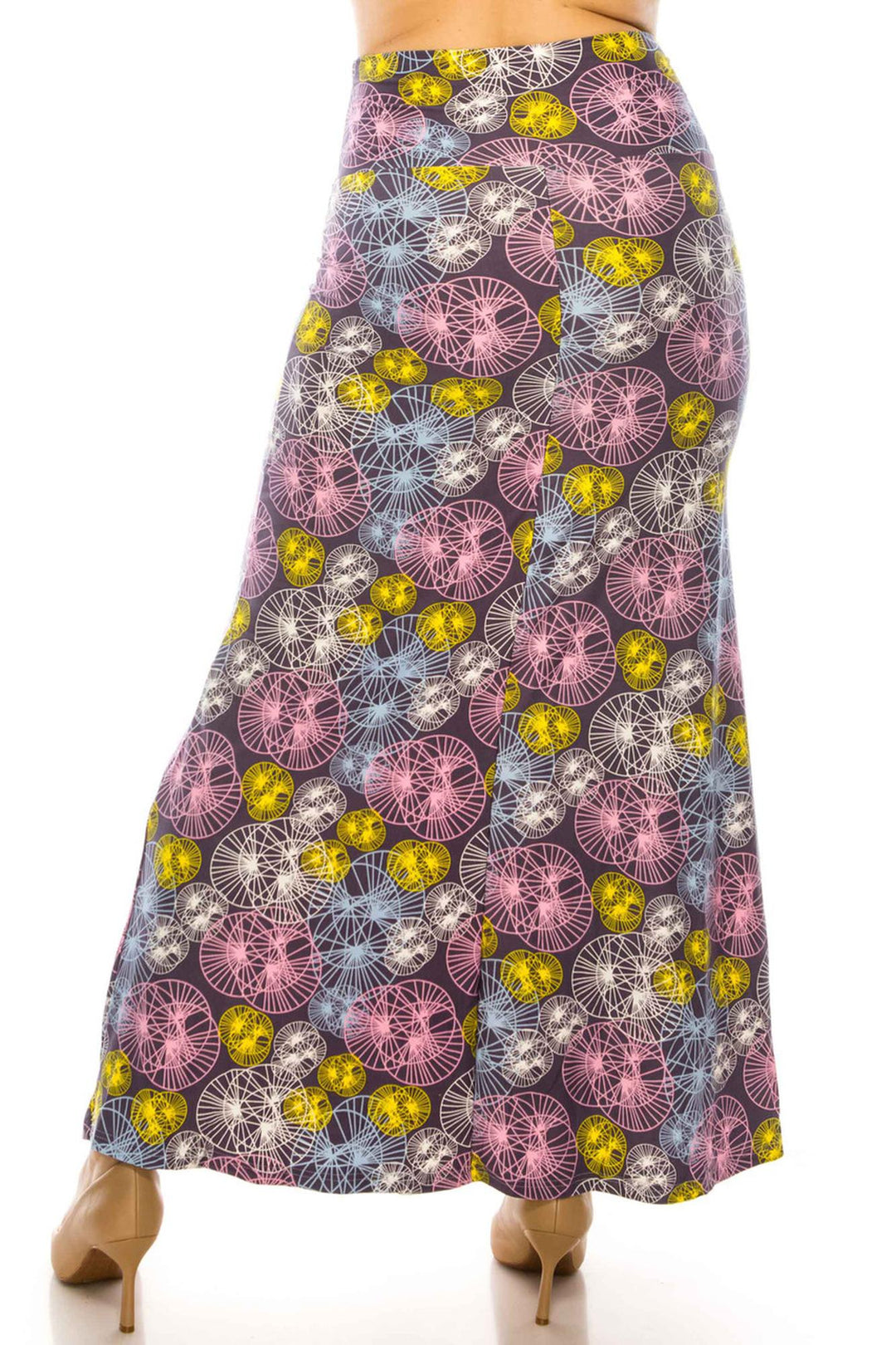 Wholesale Buttery Smooth Geometric Spindles Plus Size Maxi Skirt