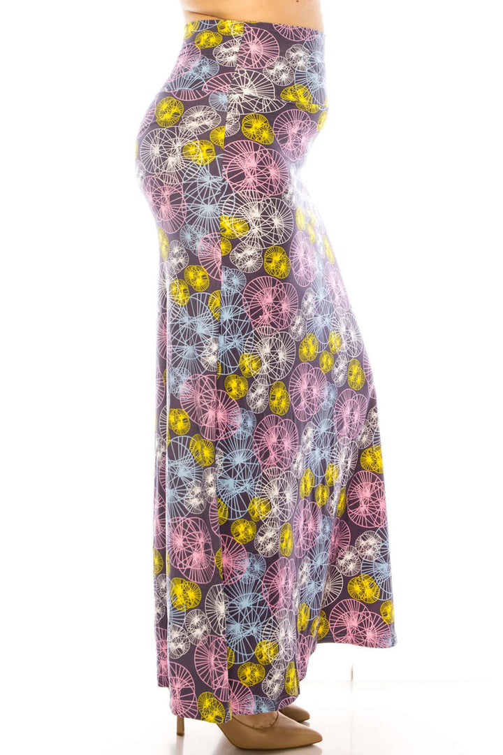 Wholesale Buttery Smooth Geometric Spindles Plus Size Maxi Skirt