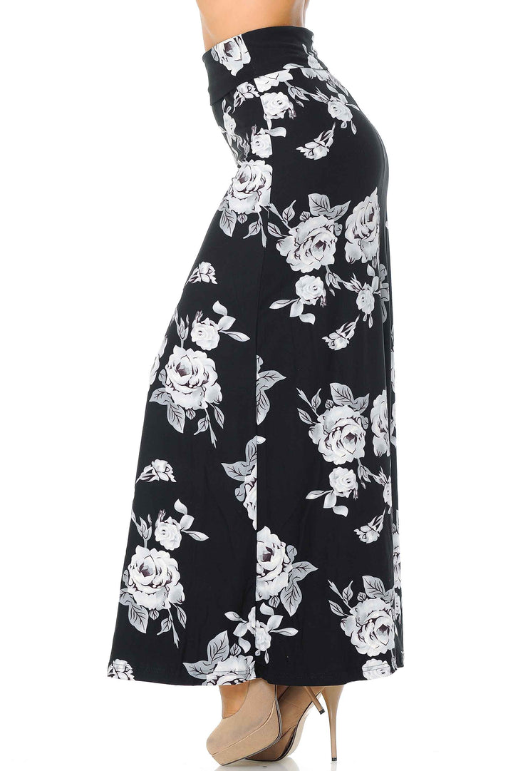 Wholesale Buttery Smooth White Jumbo Rose Maxi Skirt