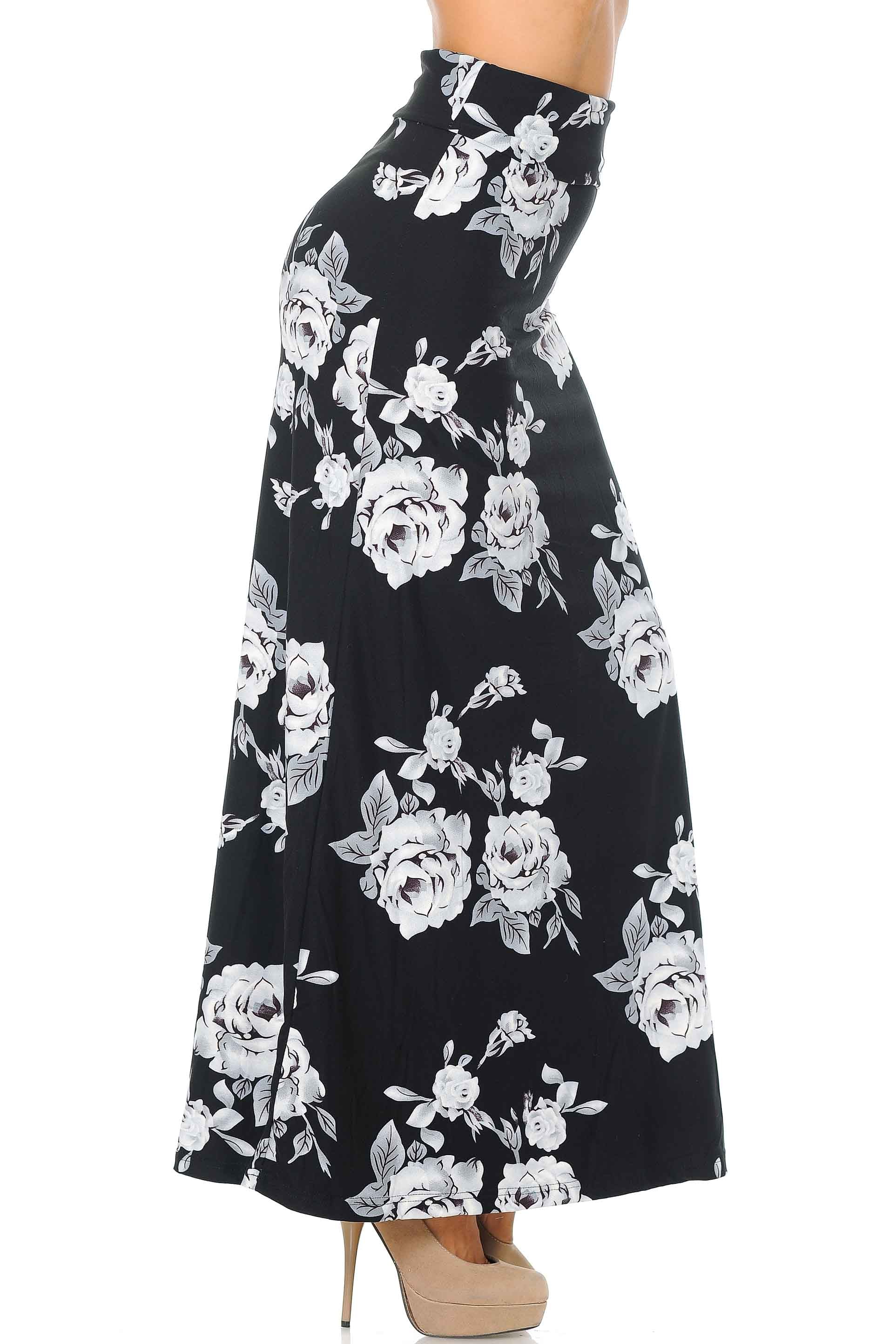 Wholesale Buttery Smooth White Jumbo Rose Maxi Skirt