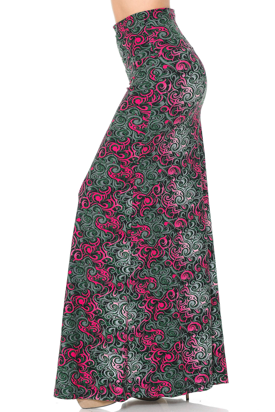 Wholesale Buttery Smooth Fuchsia Tangled Swirl Maxi Skirt