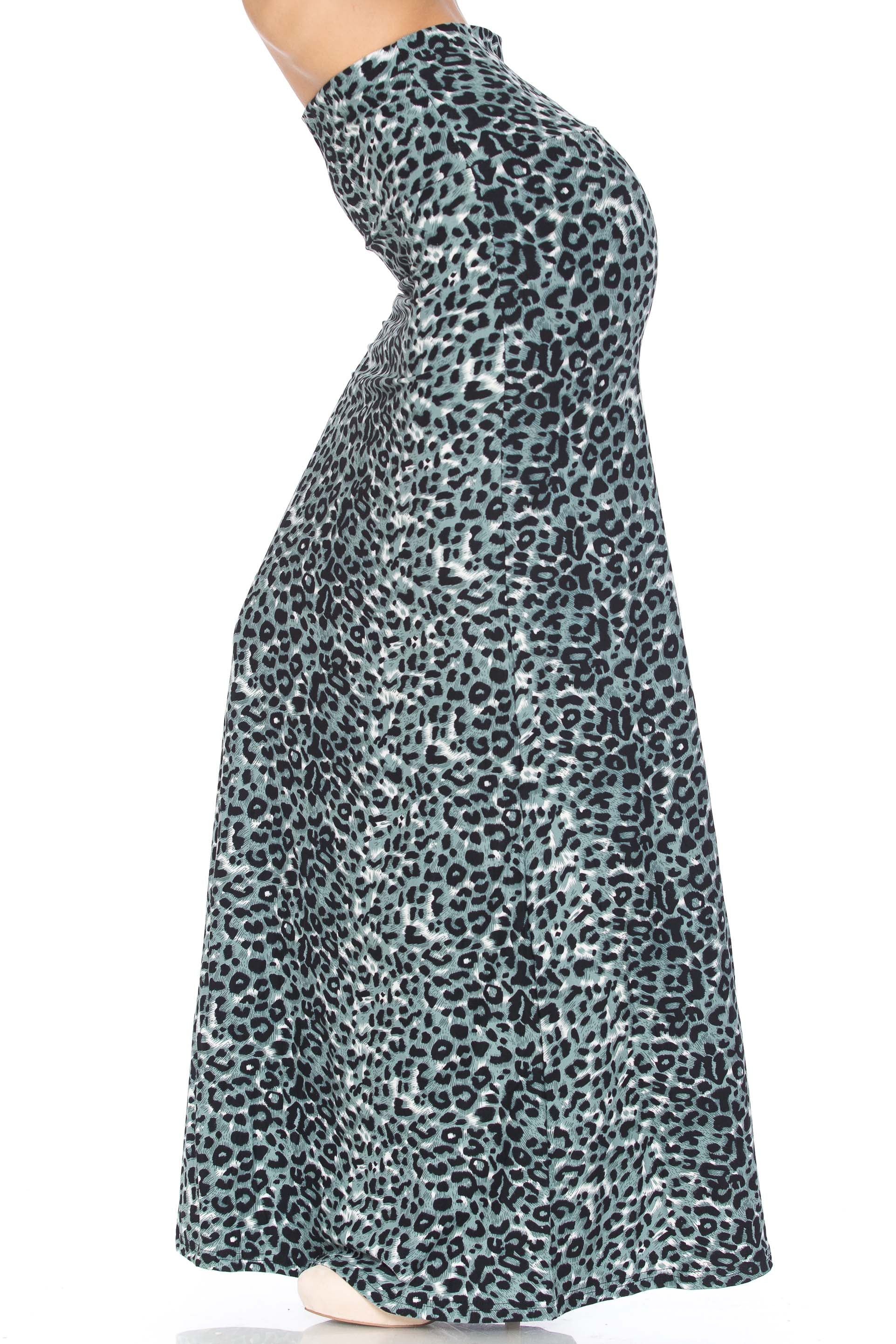 Wholesale Buttery Smooth Snow Leopard Maxi Skirt