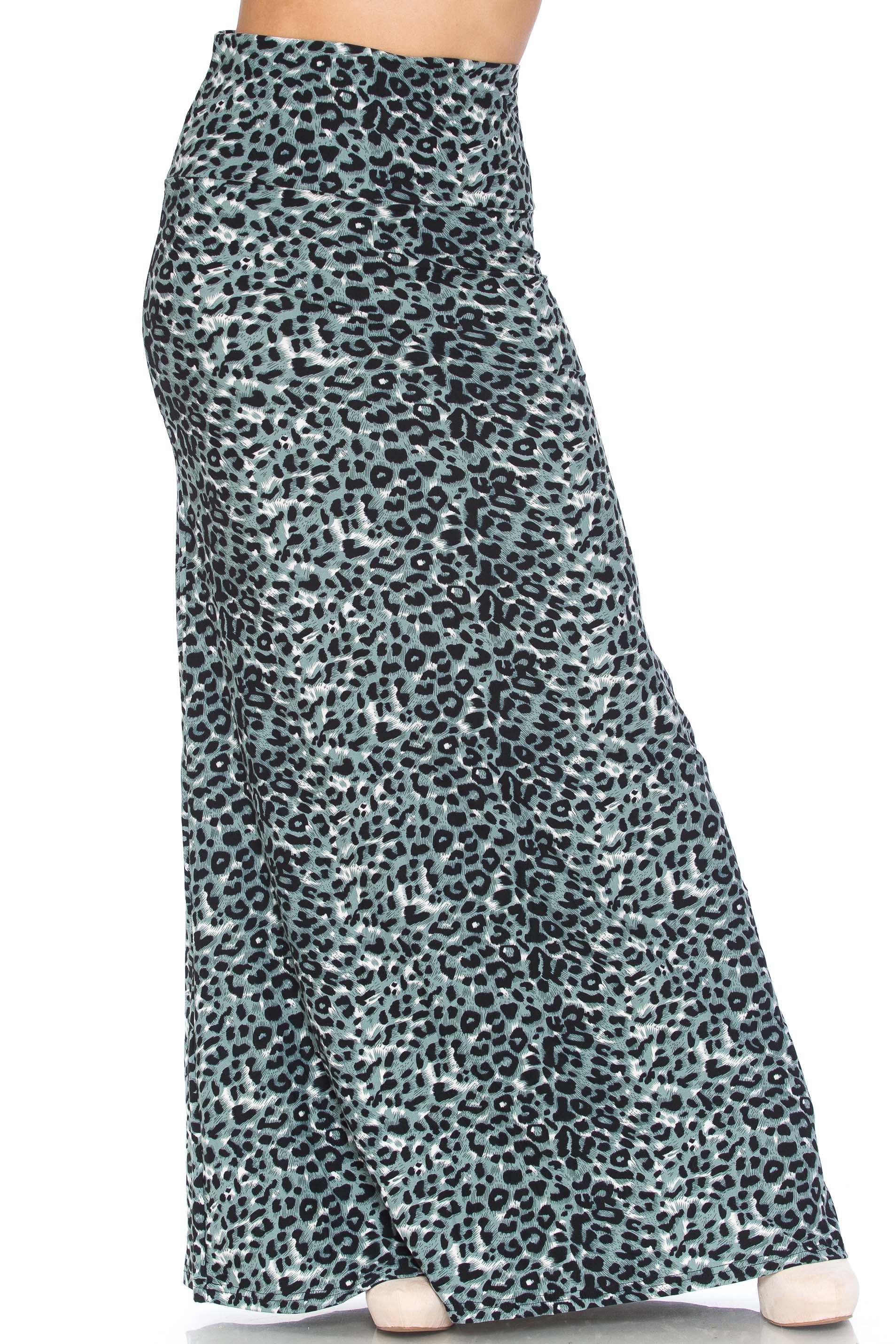 Wholesale Buttery Smooth Snow Leopard Maxi Skirt