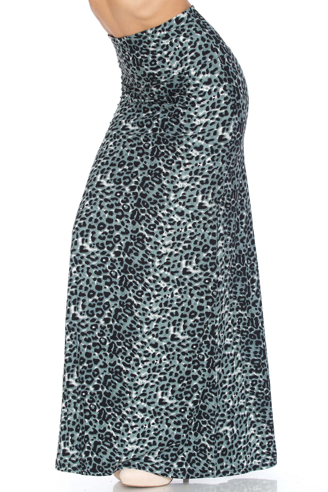 Wholesale Buttery Smooth Snow Leopard Maxi Skirt
