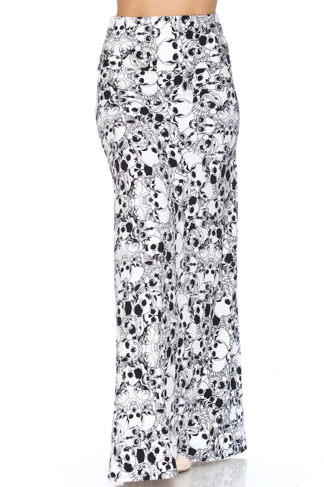 Wholesale Buttery Smooth White Layers of Skulls Maxi Skirt