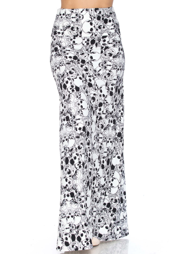 Wholesale Buttery Smooth White Layers of Skulls Maxi Skirt