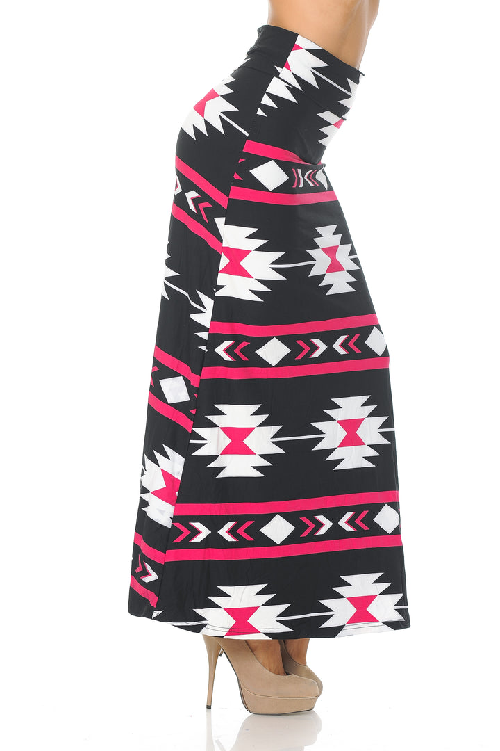 Wholesale Buttery Smooth Magenta Aztec Tribal Maxi Skirt