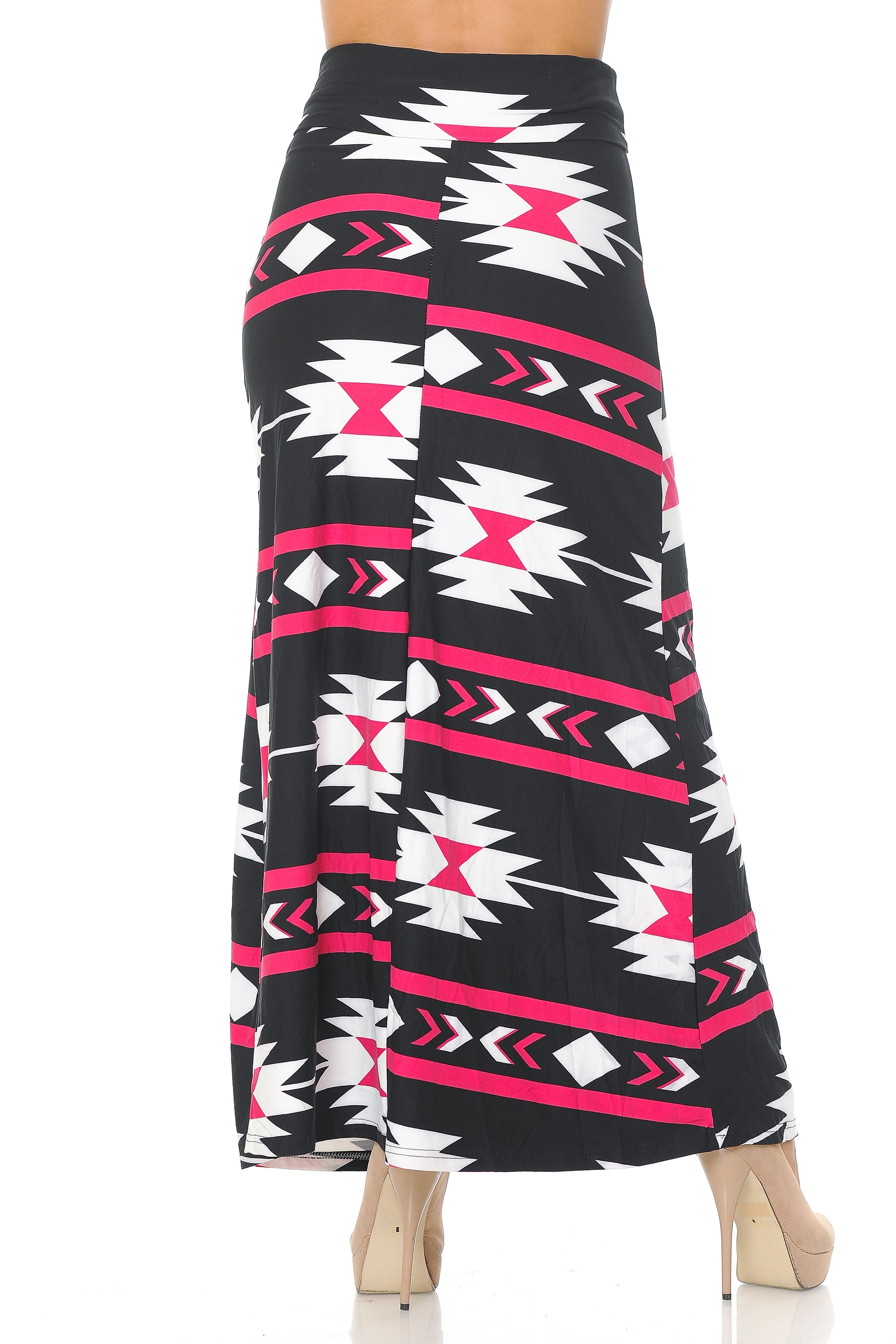Wholesale Buttery Smooth Magenta Aztec Tribal Maxi Skirt
