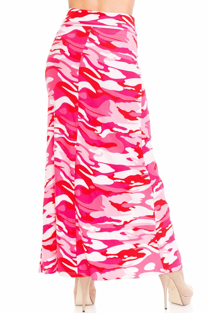 Wholesale Buttery Smooth Pink Camouflage Maxi Skirt