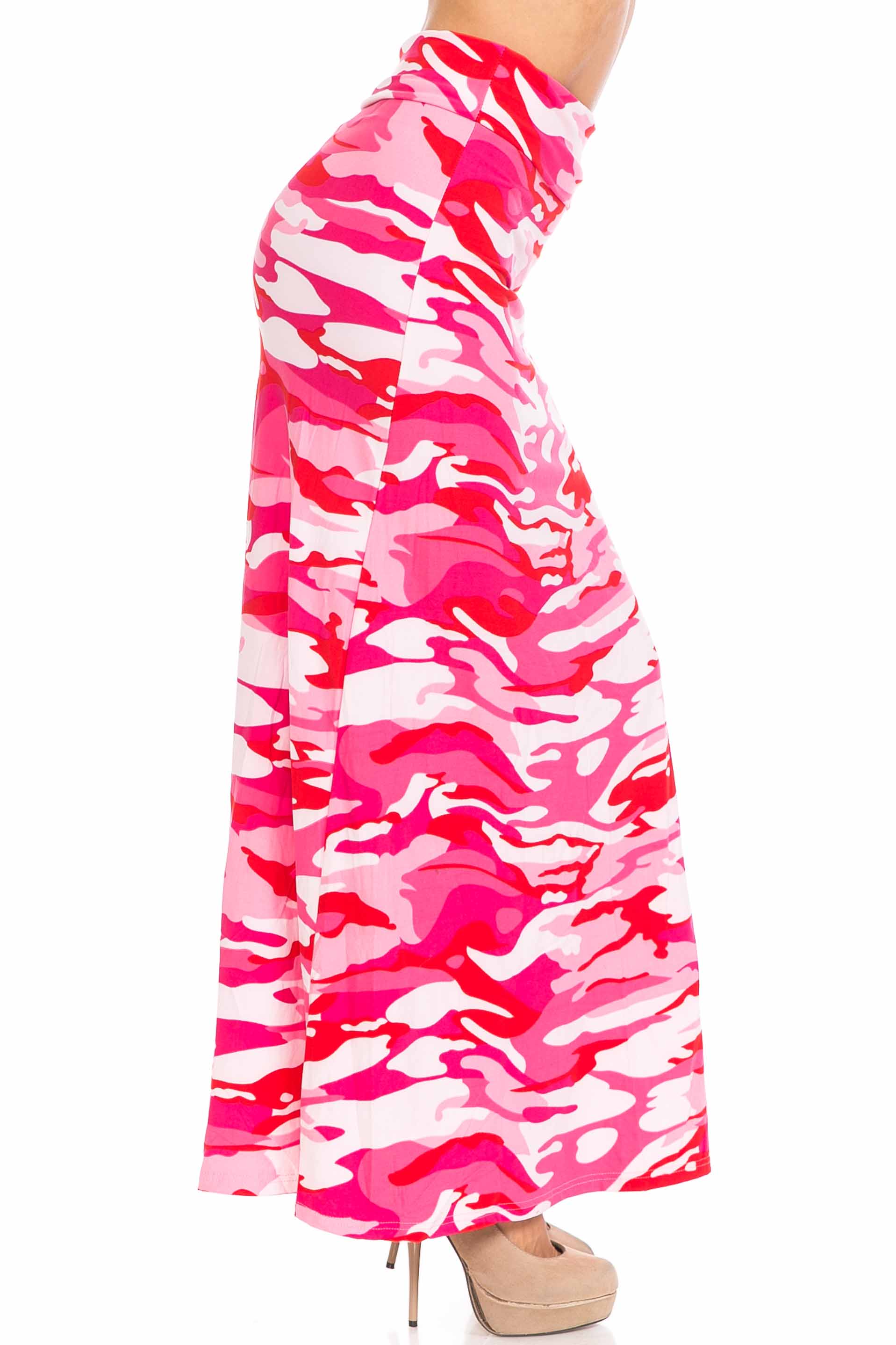 Wholesale Buttery Smooth Pink Camouflage Maxi Skirt