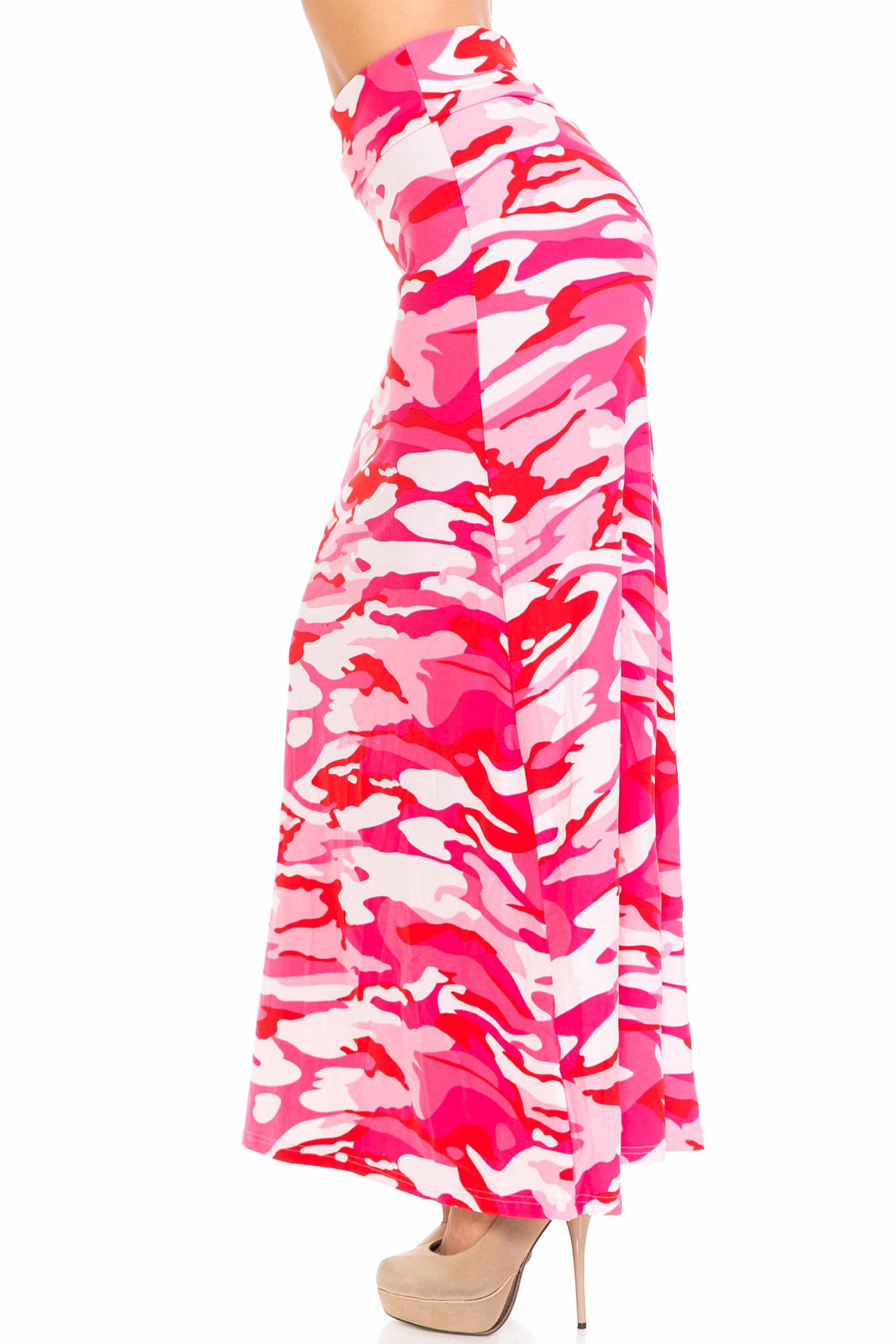 Wholesale Buttery Smooth Pink Camouflage Maxi Skirt