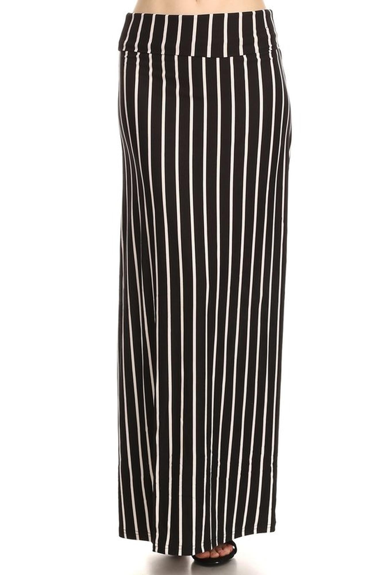 Wholesale Buttery Smooth Black Pinstripe Maxi Skirt