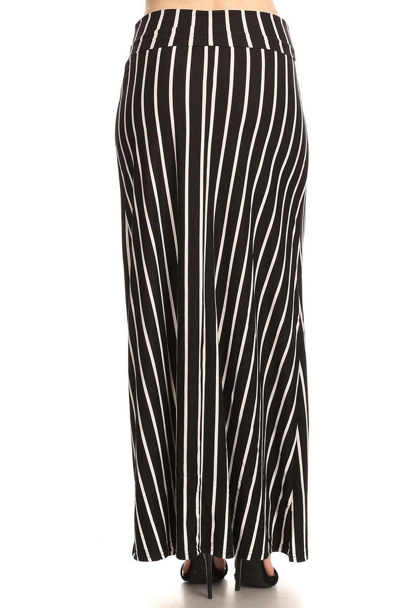 Wholesale Buttery Smooth Black Pinstripe Maxi Skirt