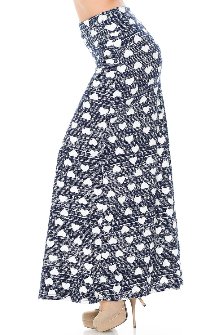 Wholesale Buttery Smooth Rustic Hearts Maxi Skirt