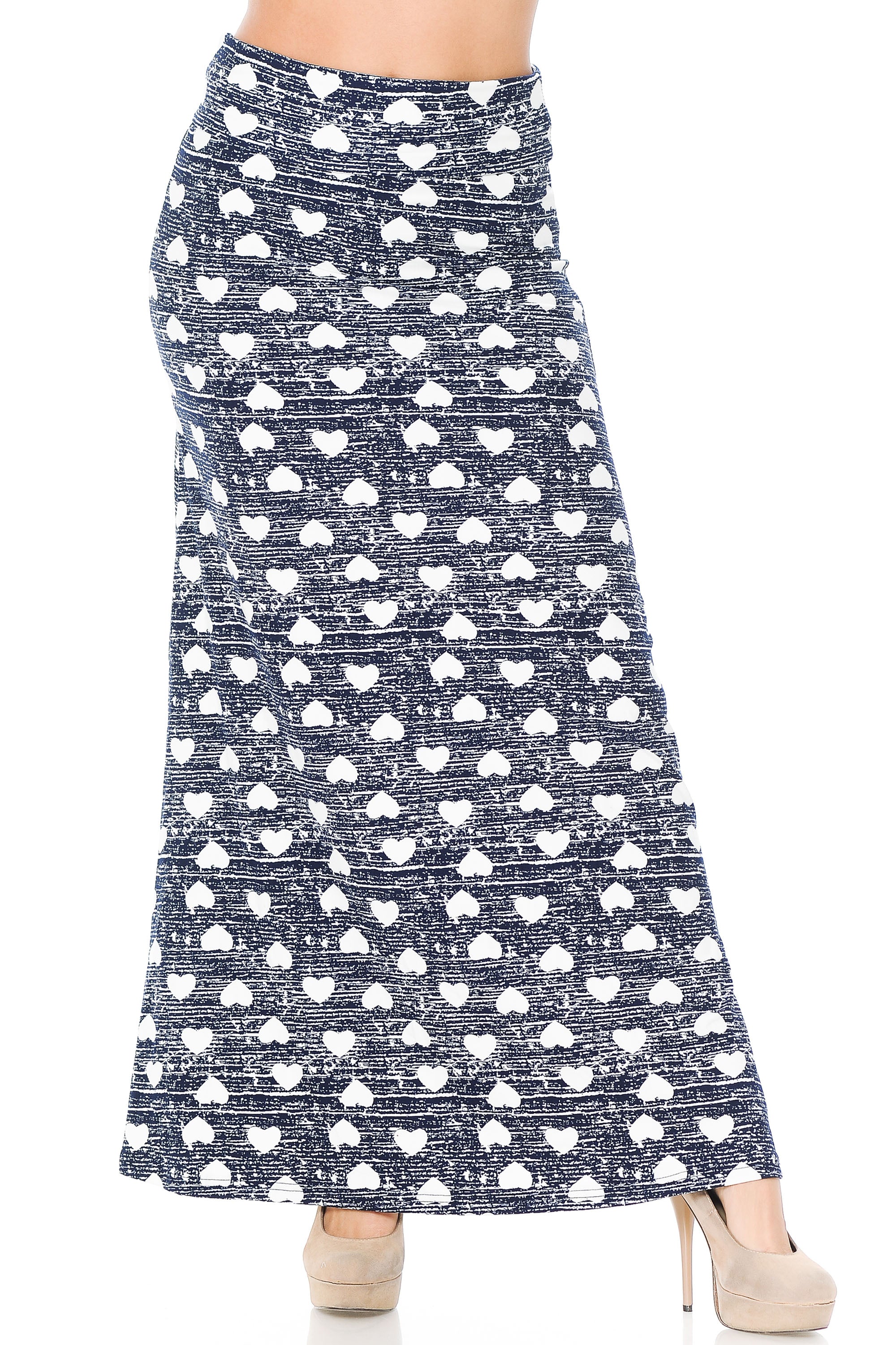 Wholesale Buttery Smooth Rustic Hearts Maxi Skirt