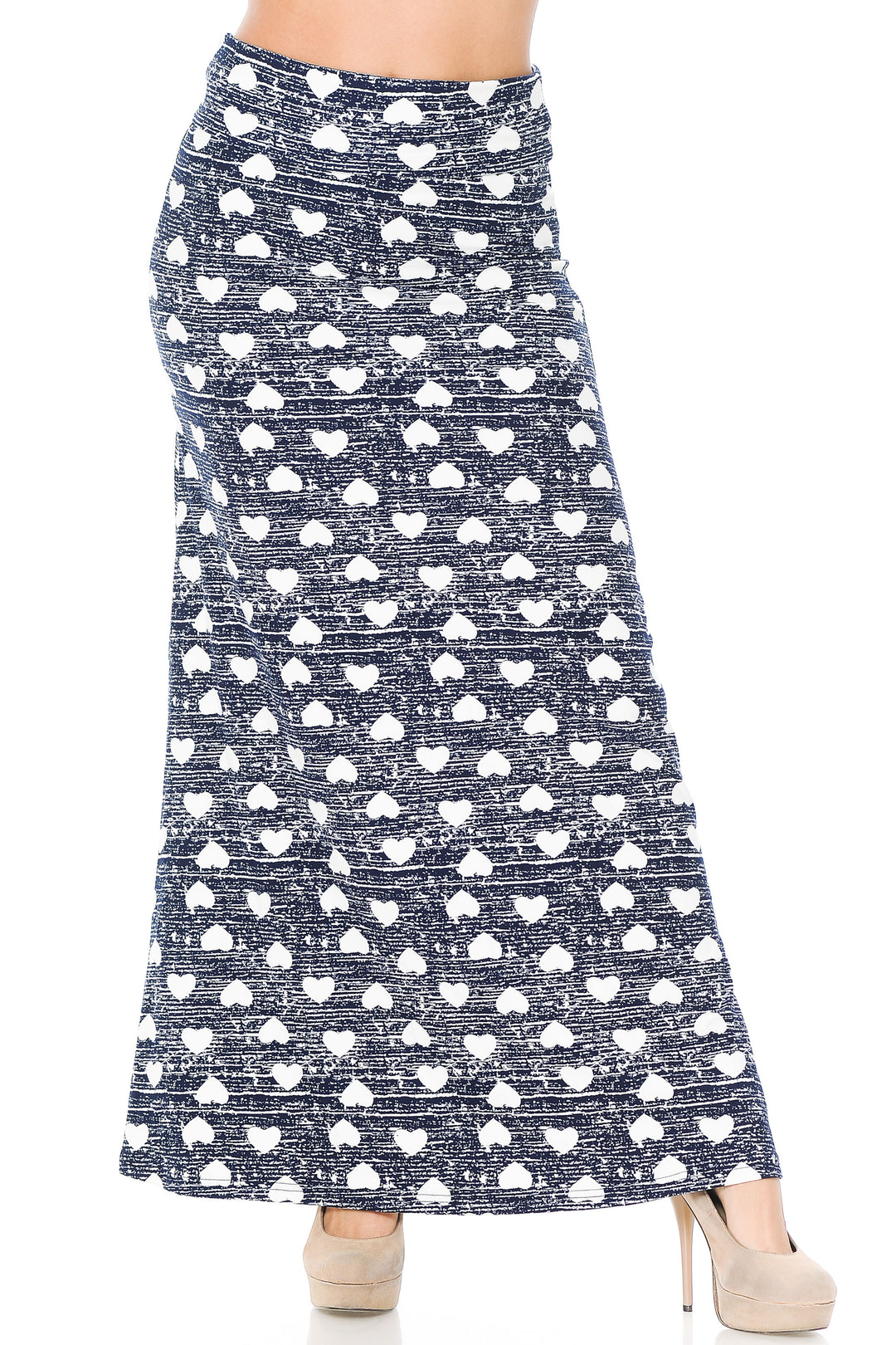 Wholesale Buttery Smooth Rustic Hearts Maxi Skirt