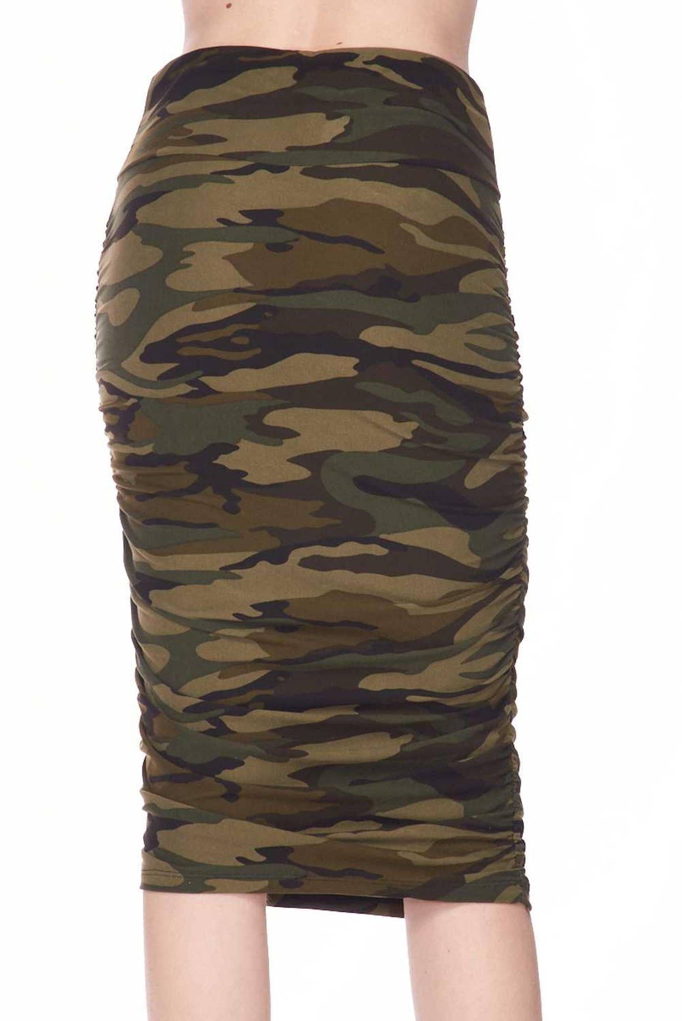 Wholesale Buttery Smooth Green Camouflage Pencil Skirt