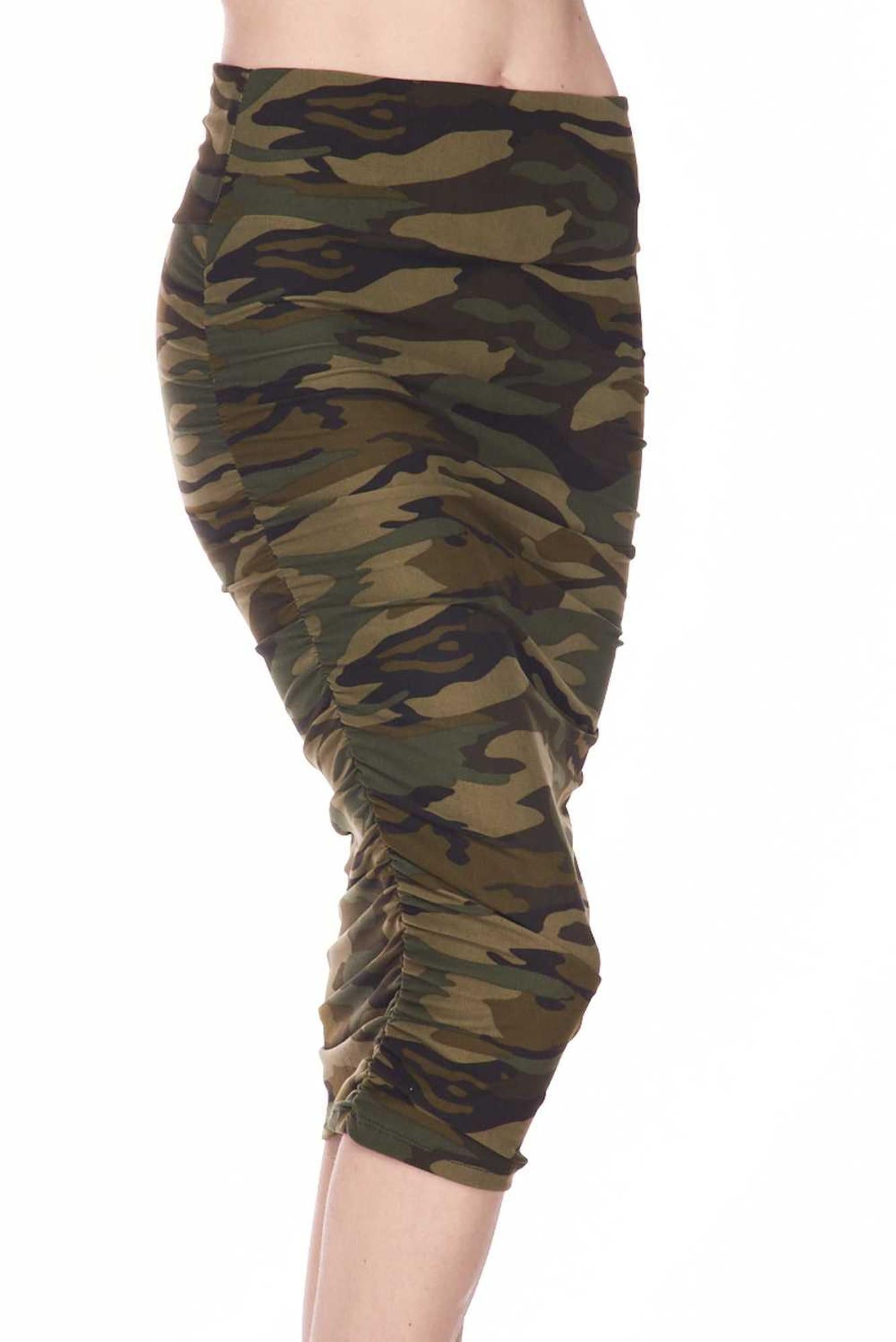Wholesale Buttery Smooth Green Camouflage Pencil Skirt