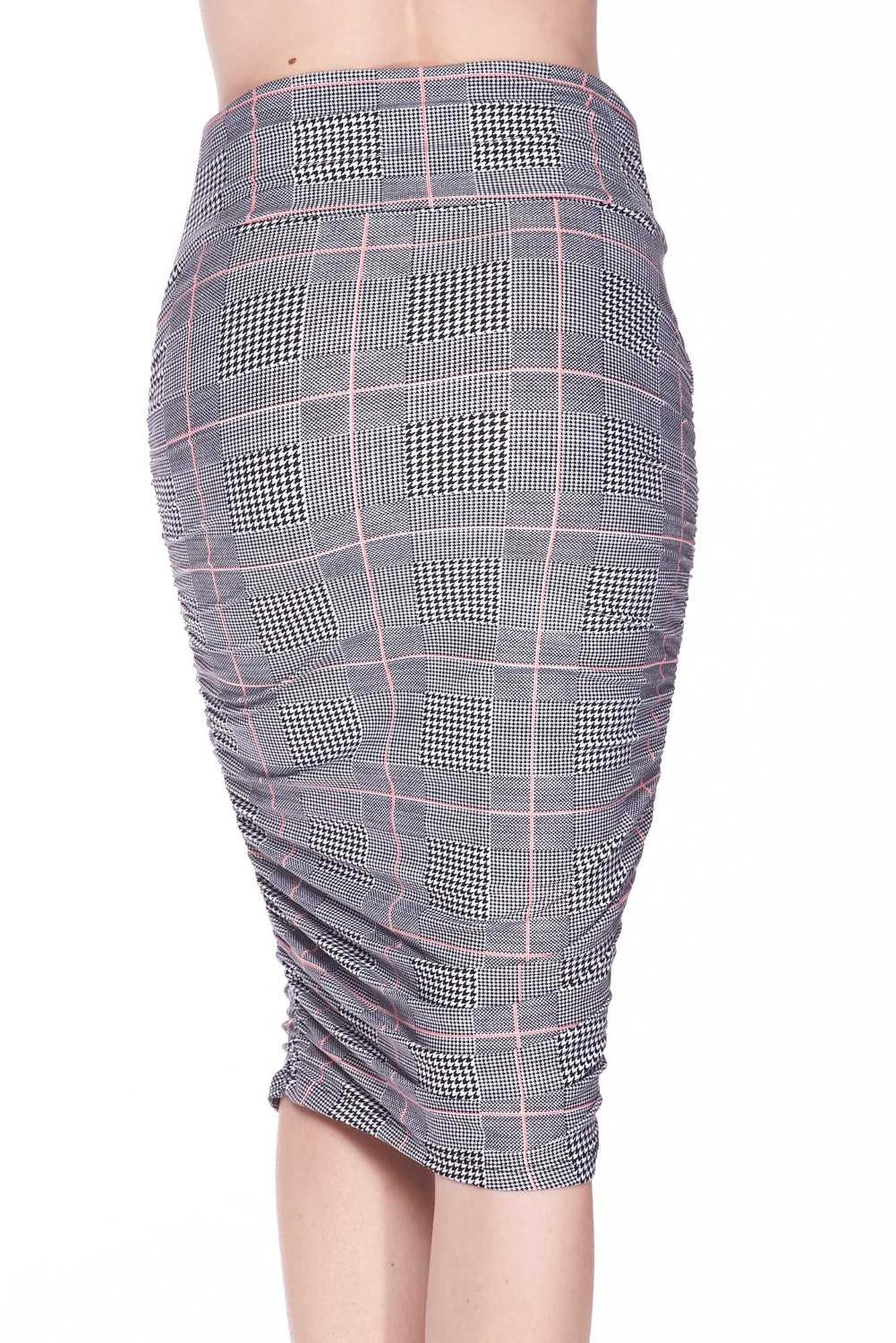 Wholesale Buttery Smooth Coral Accent Glenn Plaid Pencil Skirt