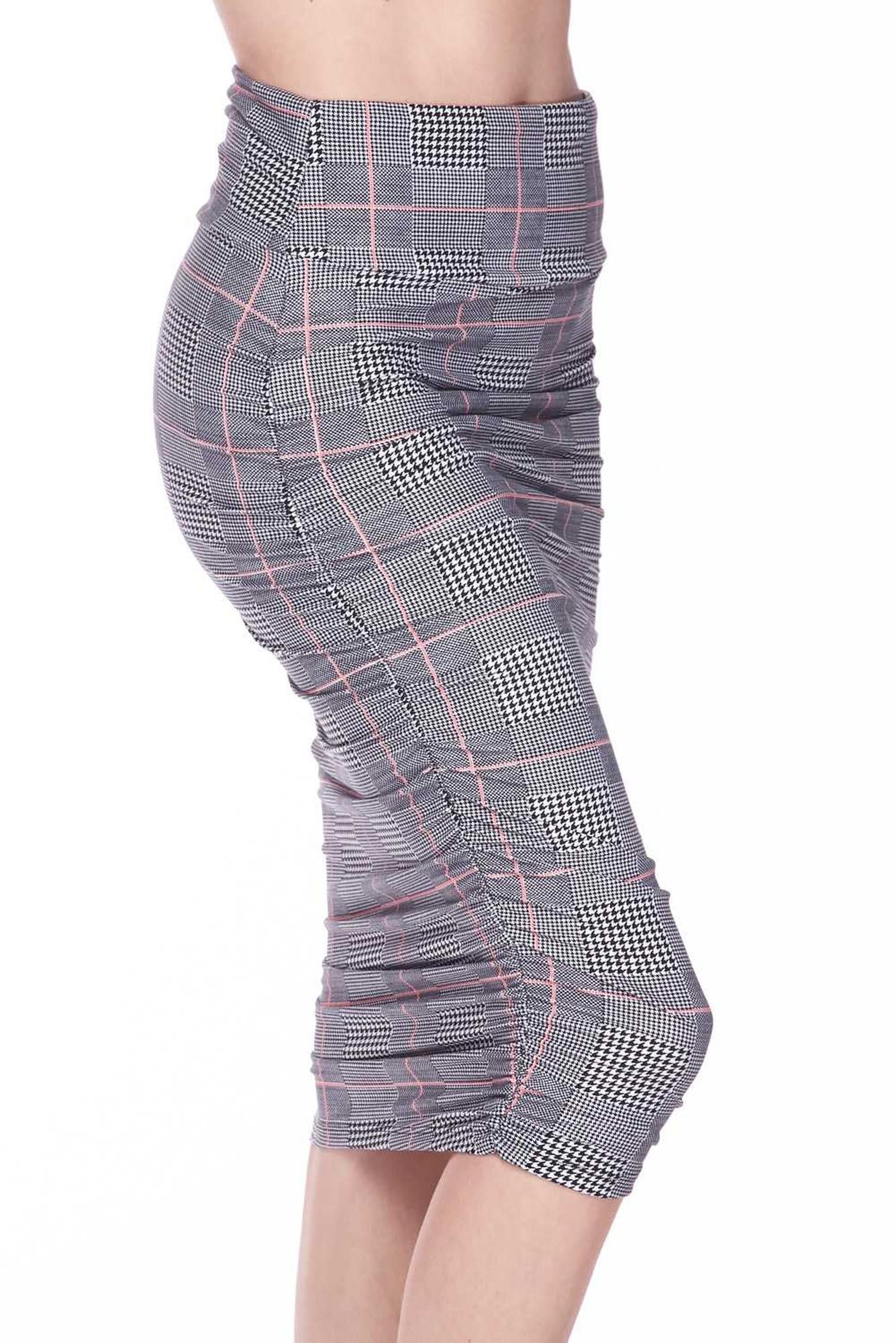 Wholesale Buttery Smooth Coral Accent Glenn Plaid Pencil Skirt