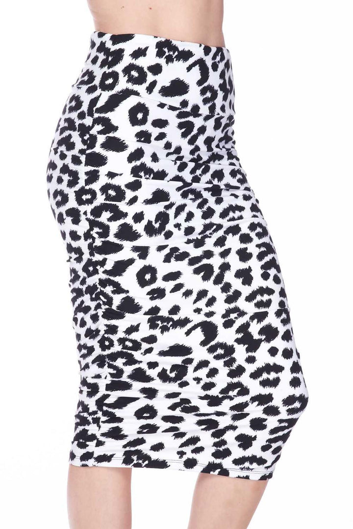 Wholesale Buttery Smooth Ivory Spotted Leopard Pencil Skirt