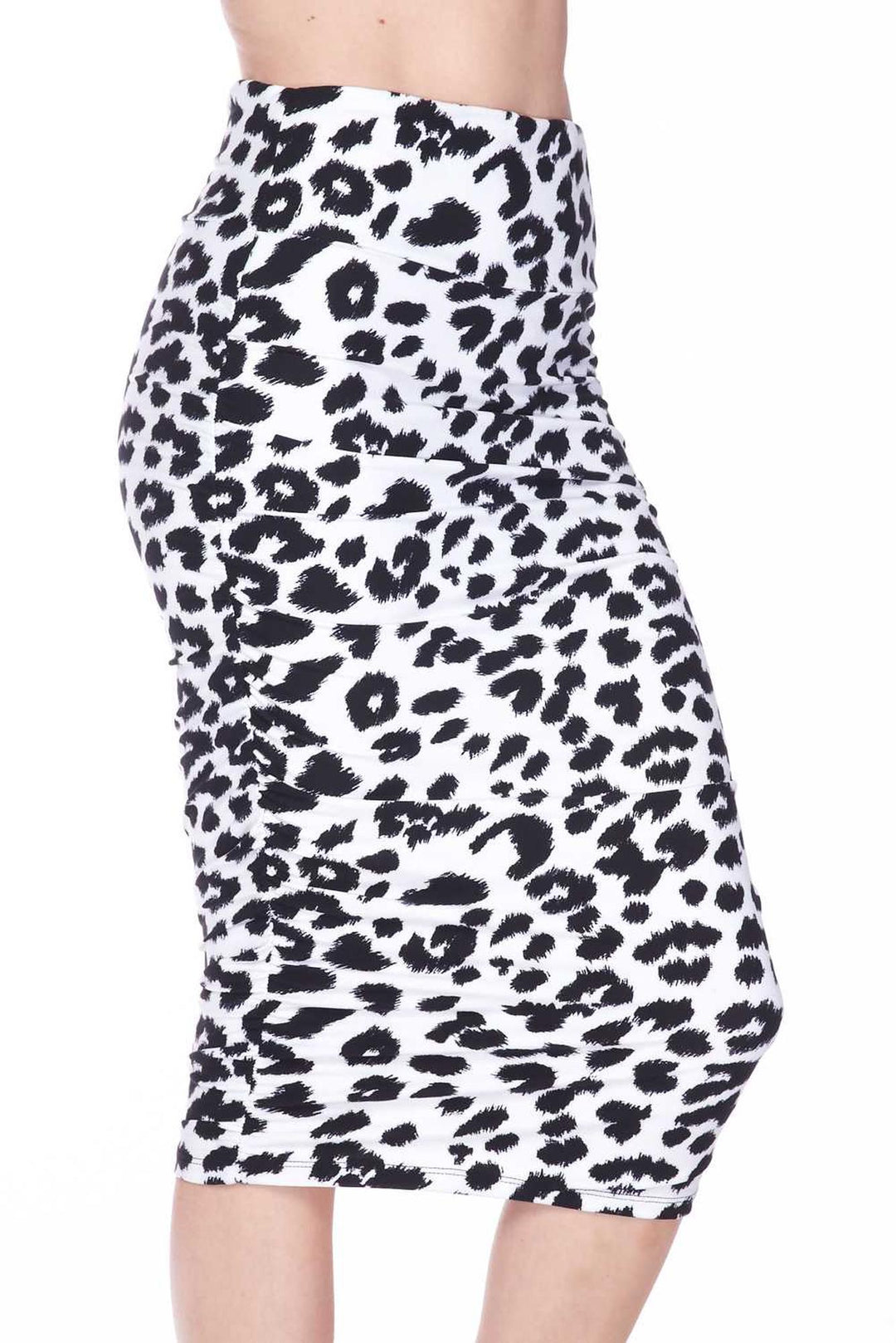 Wholesale Buttery Smooth Ivory Spotted Leopard Pencil Skirt