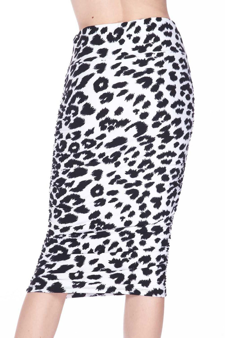 Wholesale Buttery Smooth Ivory Spotted Leopard Pencil Skirt