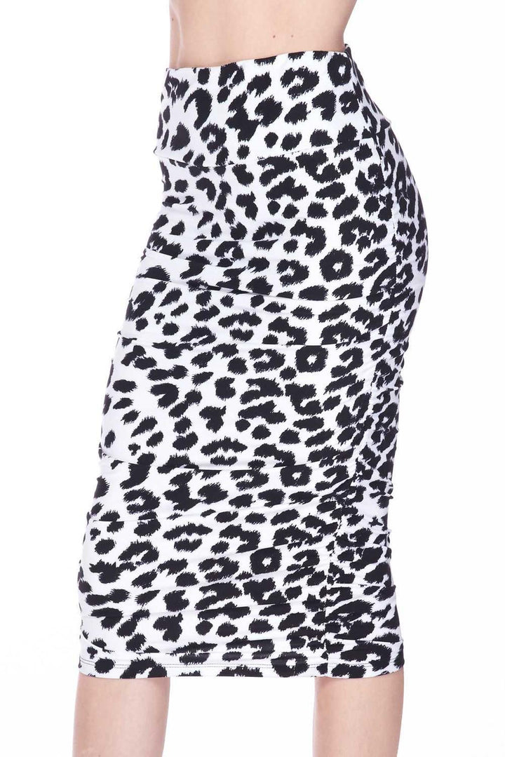 Wholesale Buttery Smooth Ivory Spotted Leopard Pencil Skirt