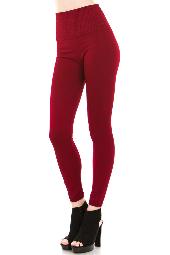 Wholesale Banded High Waisted Fleece Lined Leggings
