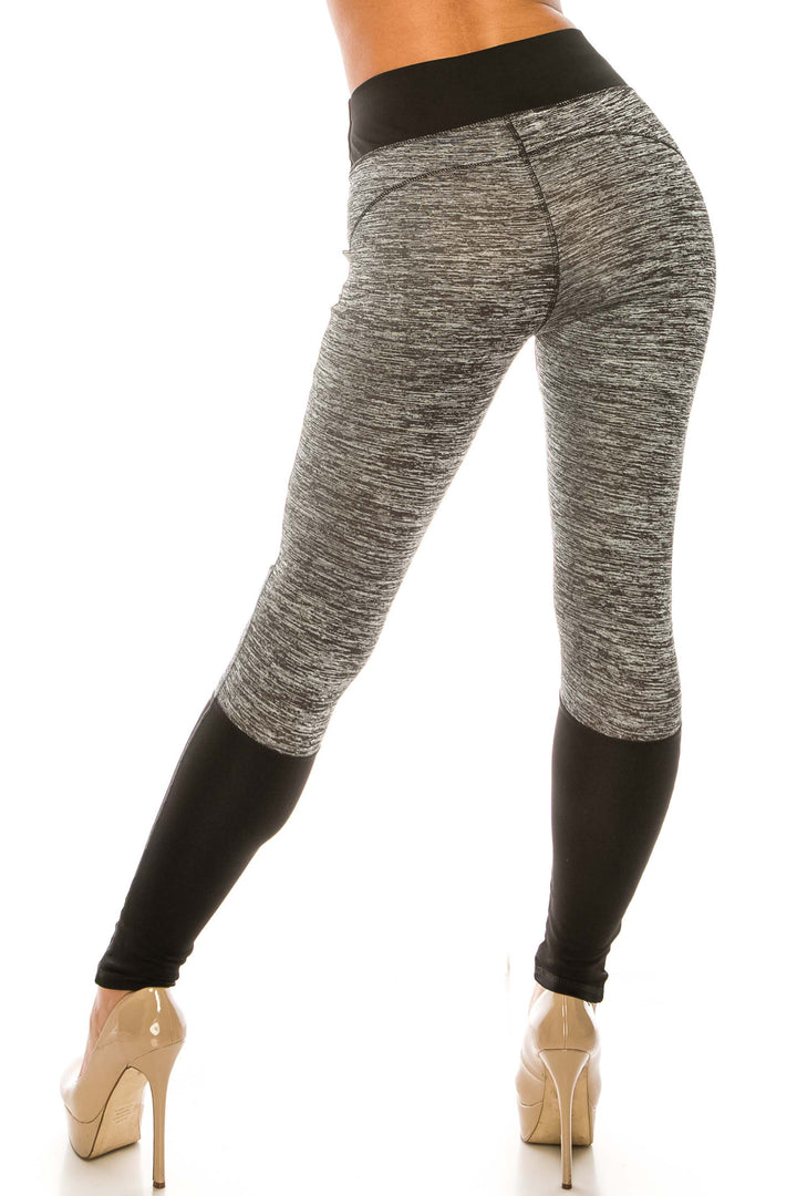 Wholesale Heather Gray High Waisted Color Block Workout Leggings