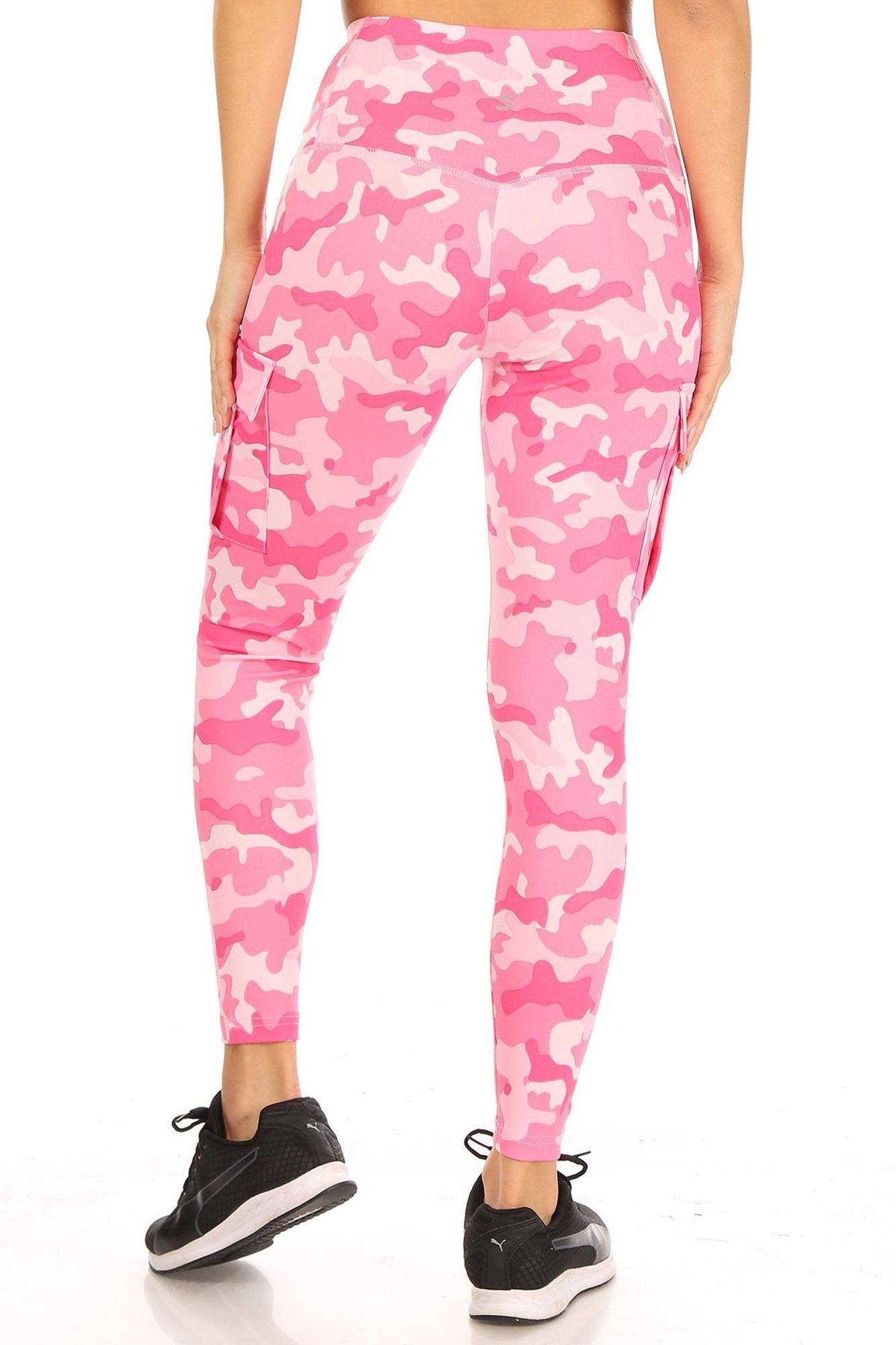 Wholesale Cotton Candy Camouflage Sport Leggings with Cargo Pocket