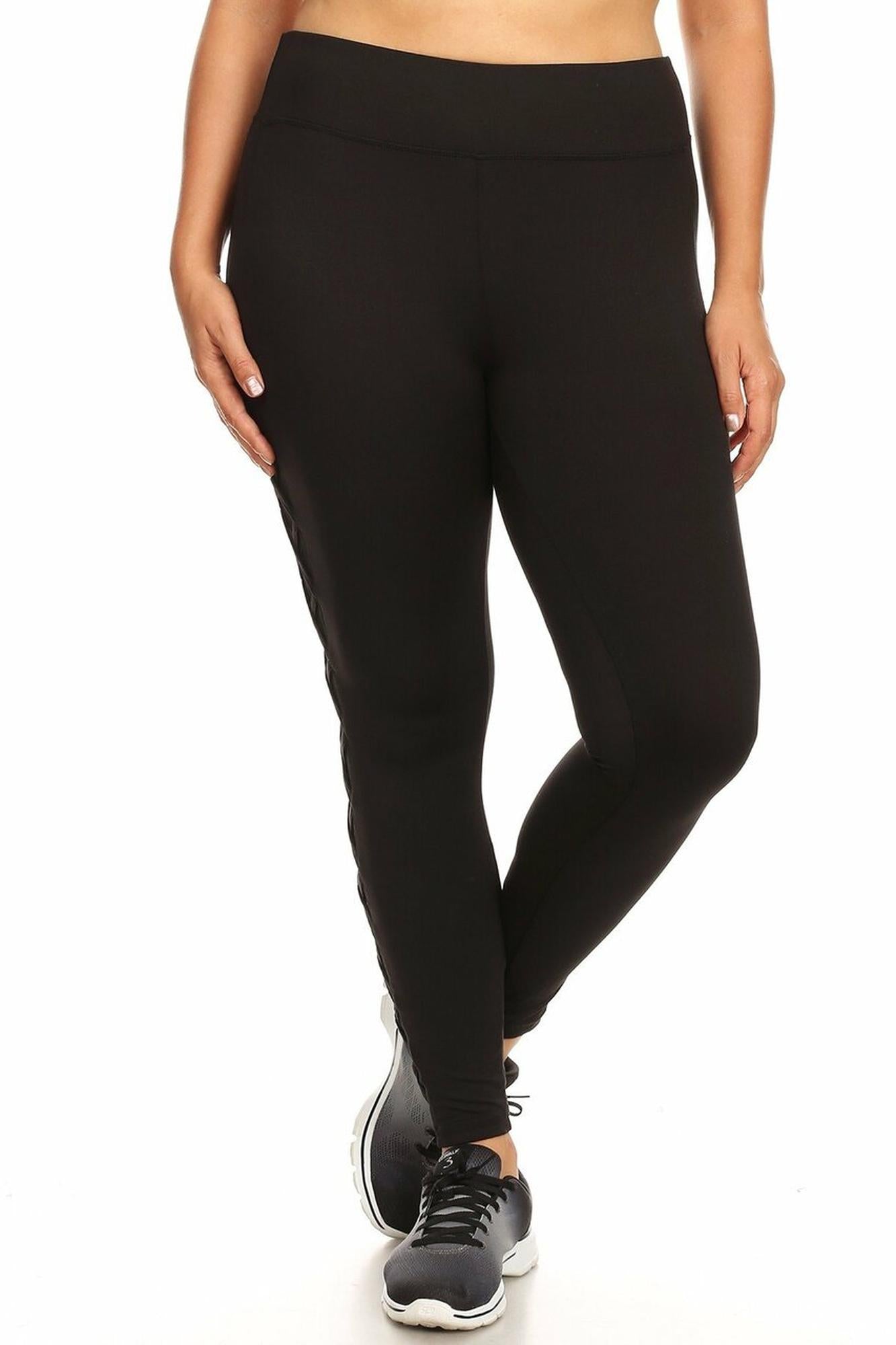 Wholesale Side Crisscross Mesh Sport Plus Size Leggings