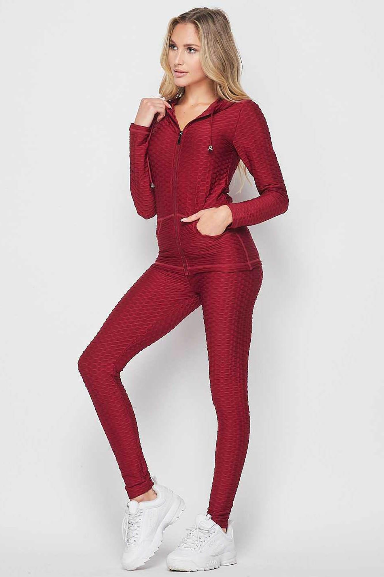 Wholesale 2 Piece Scrunch Butt Leggings and Hooded Jacket Set