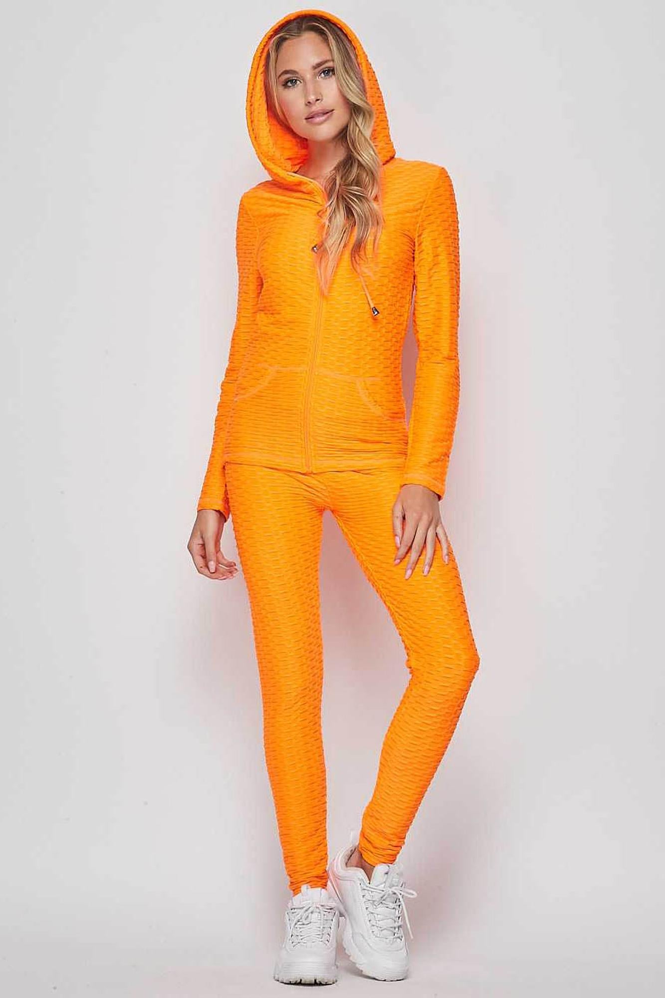 Wholesale 2 Piece Scrunch Butt Leggings and Hooded Jacket Set