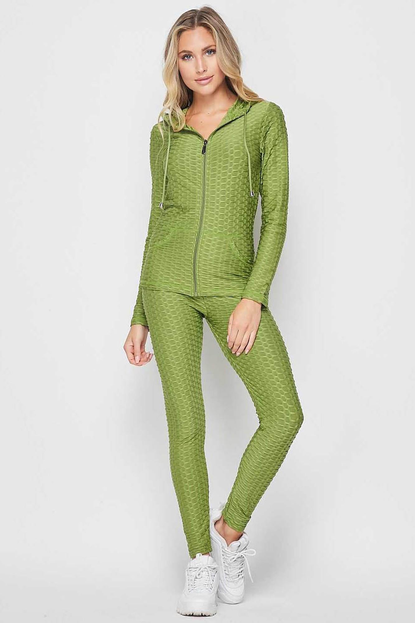 Wholesale 2 Piece Scrunch Butt Leggings and Hooded Jacket Set