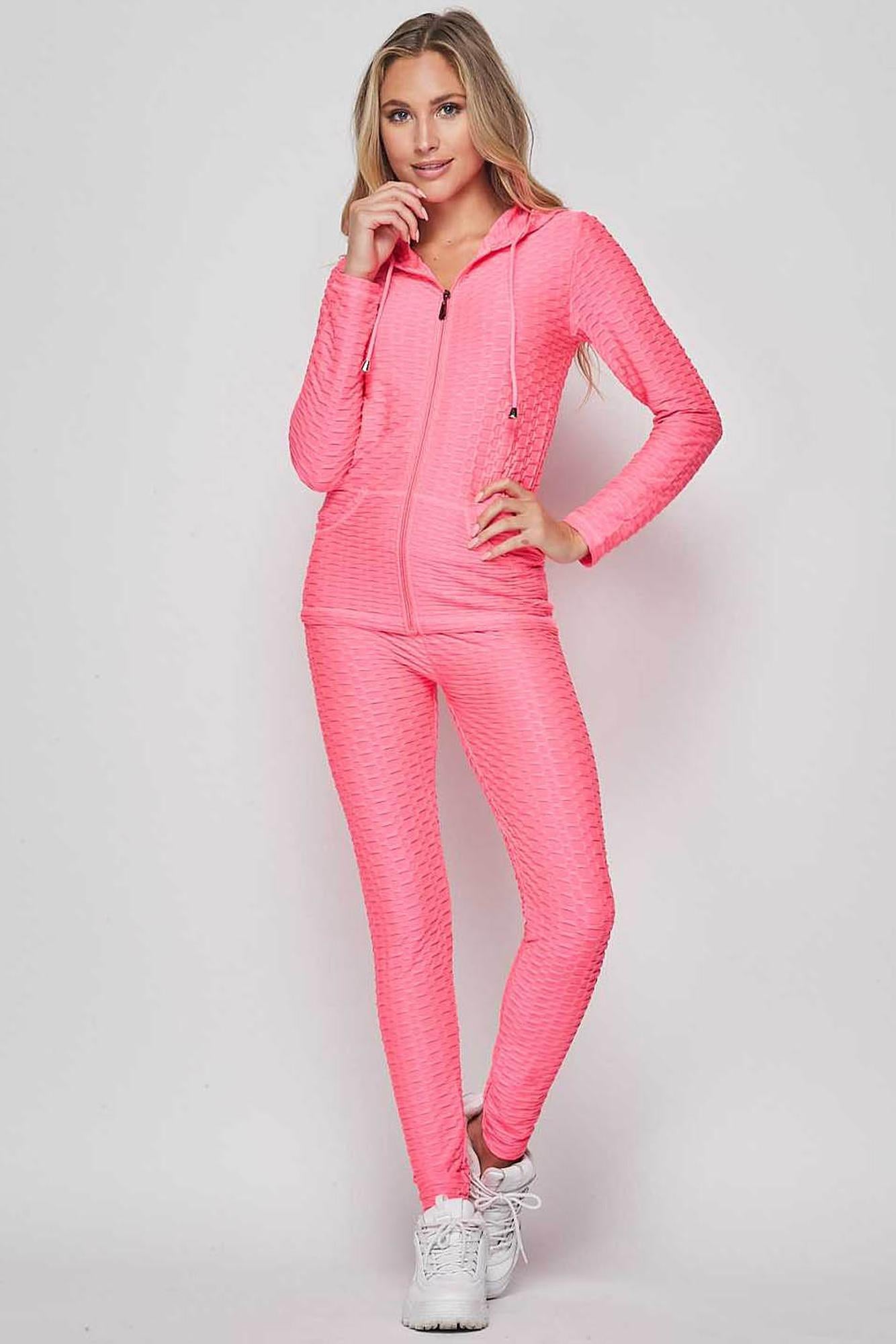 Wholesale 2 Piece Scrunch Butt Leggings and Hooded Jacket Set