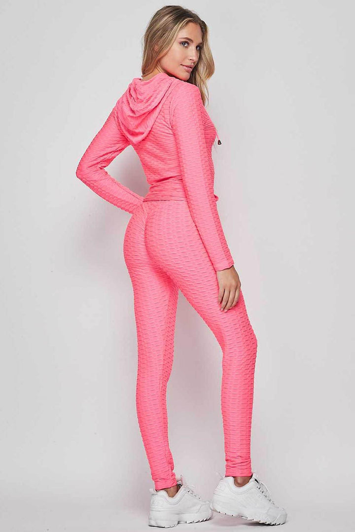 Wholesale 2 Piece Scrunch Butt Leggings and Hooded Jacket Set