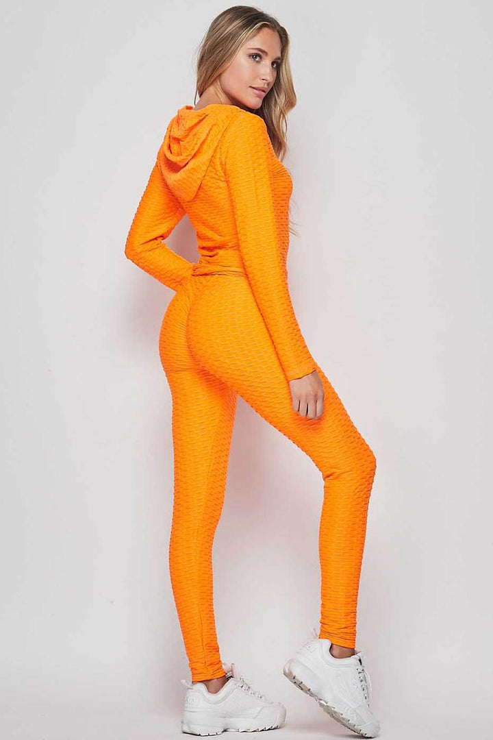 Wholesale 2 Piece Scrunch Butt Leggings and Hooded Jacket Set