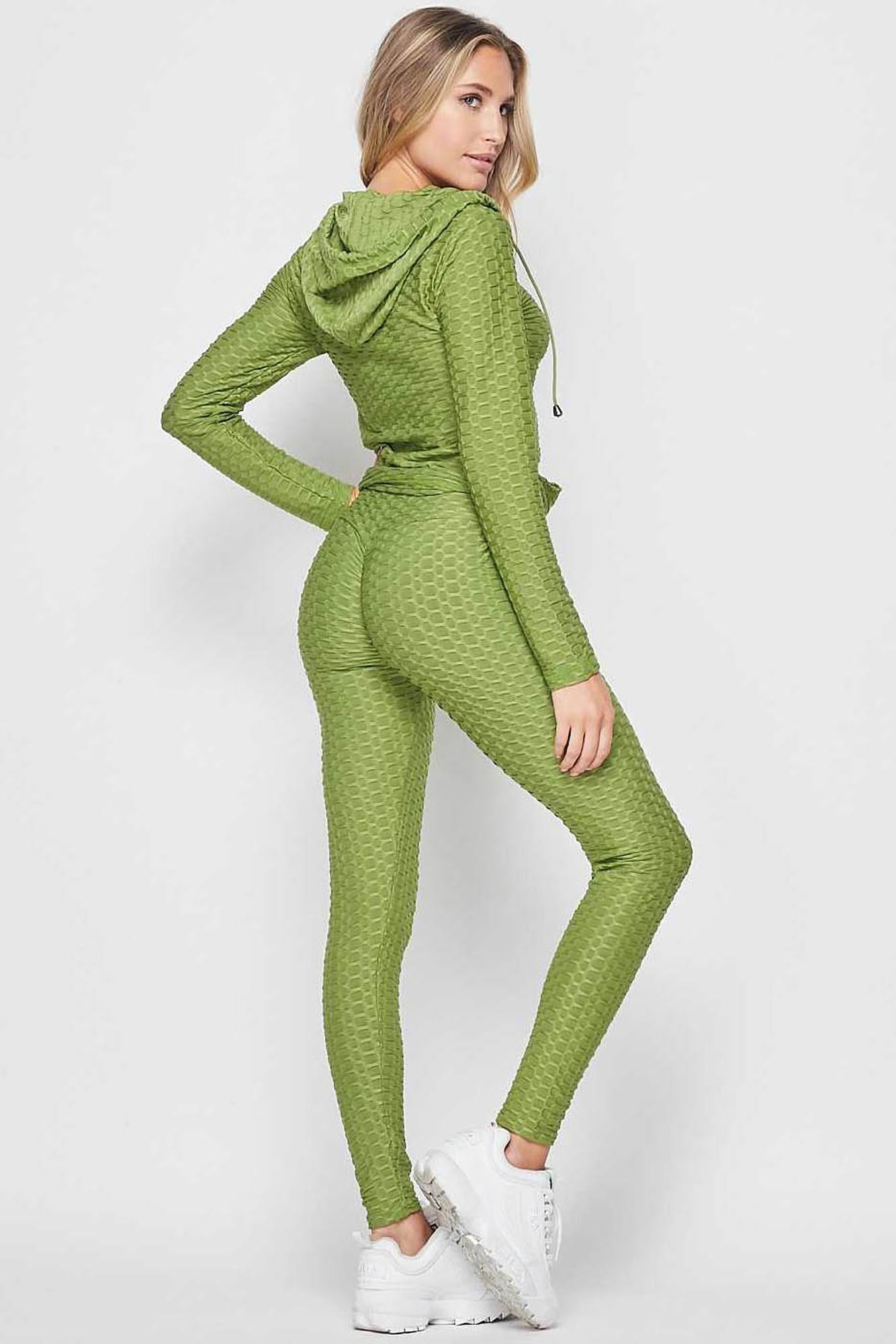 Wholesale 2 Piece Scrunch Butt Leggings and Hooded Jacket Set