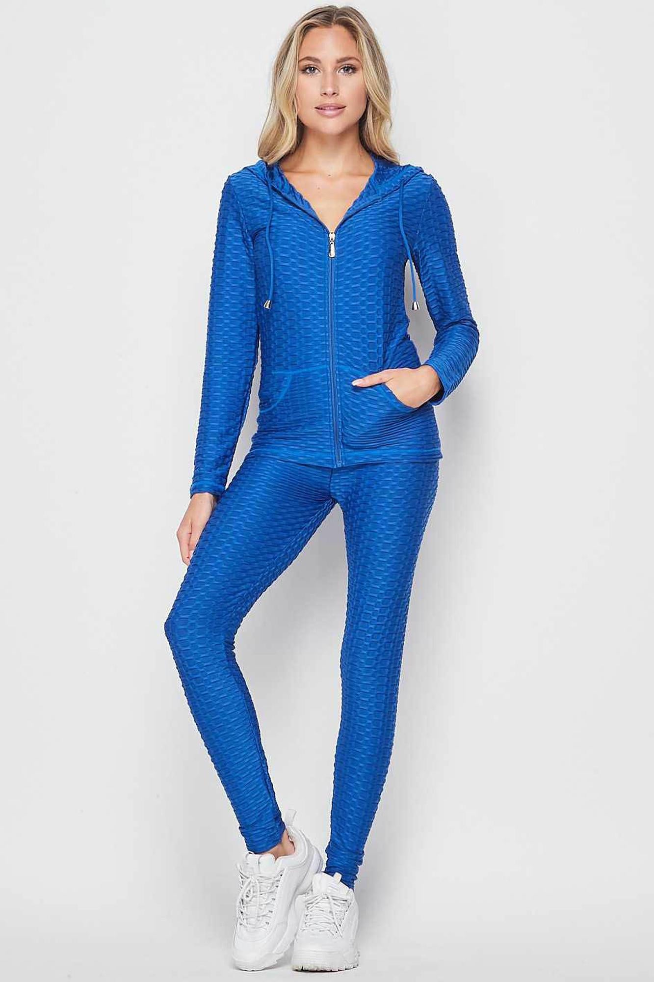 Wholesale 2 Piece Scrunch Butt Leggings and Hooded Jacket Set