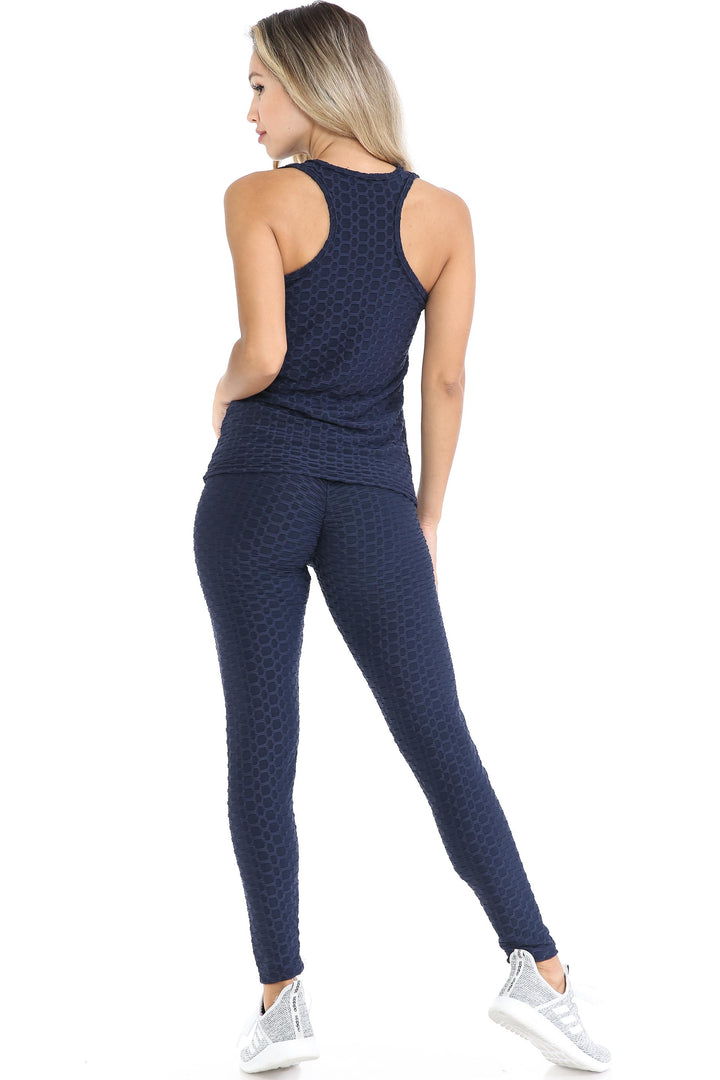 Wholesale 3 Piece Scrunch Butt Leggings Tank Top and Hooded Jacket Set