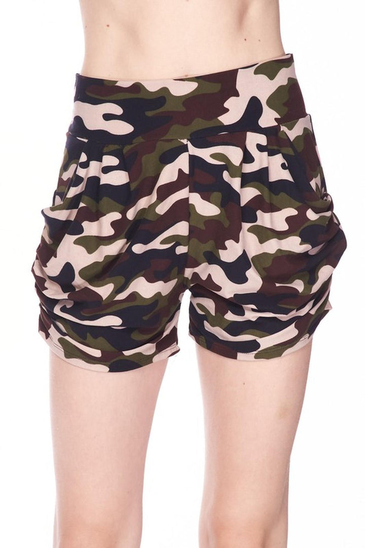Wholesale Buttery Smooth Flirty Camouflage Harem Shorts