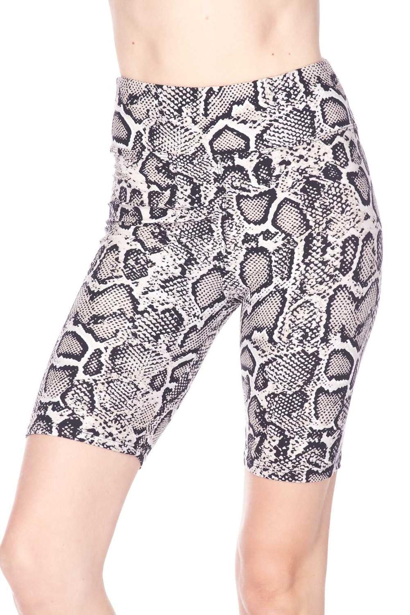 Wholesale Buttery Smooth Beige Boa Snakeskin Plus Size Shorts