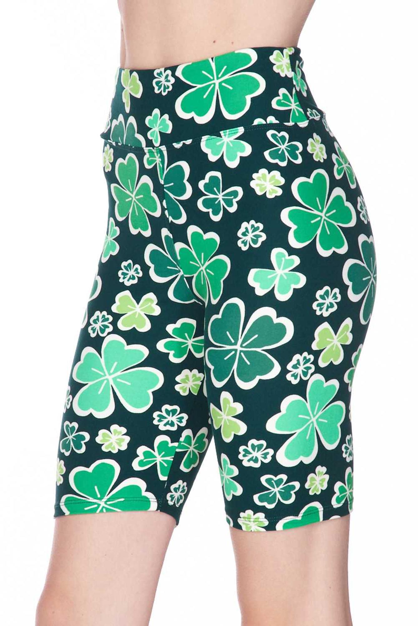 Wholesale Buttery Smooth Green Irish Clover Plus Size Shorts - 3 Inch