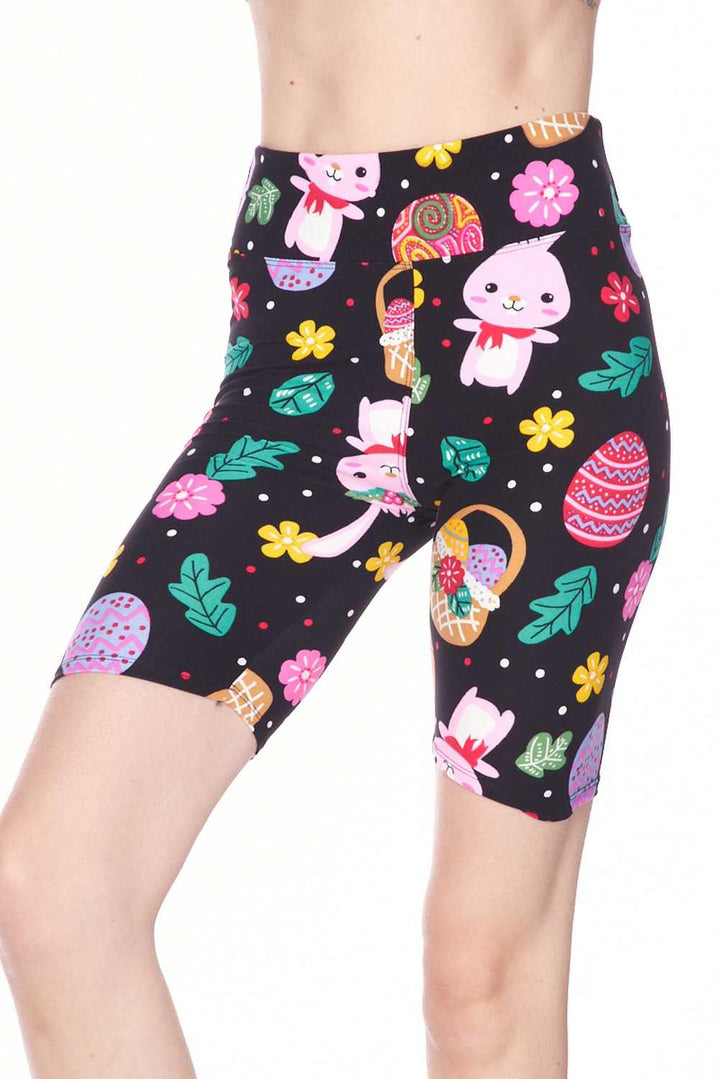 Wholesale Buttery Smooth Cute Bunnies and Easter Egg Plus Size Shorts - 3 Inch