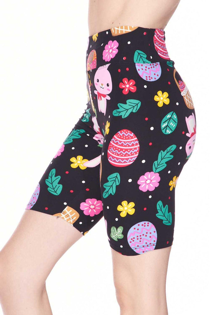 Wholesale Buttery Smooth Cute Bunnies and Easter Egg Plus Size Shorts - 3 Inch